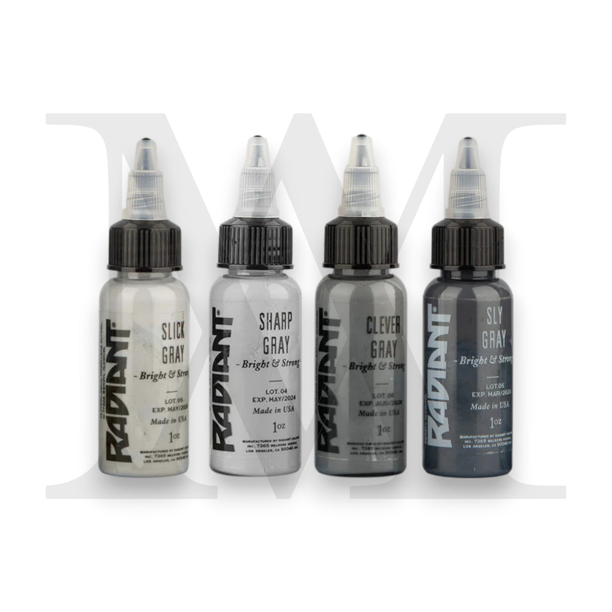RADIANT Tattoo Ink - GRAY MATTERS 4 Color set