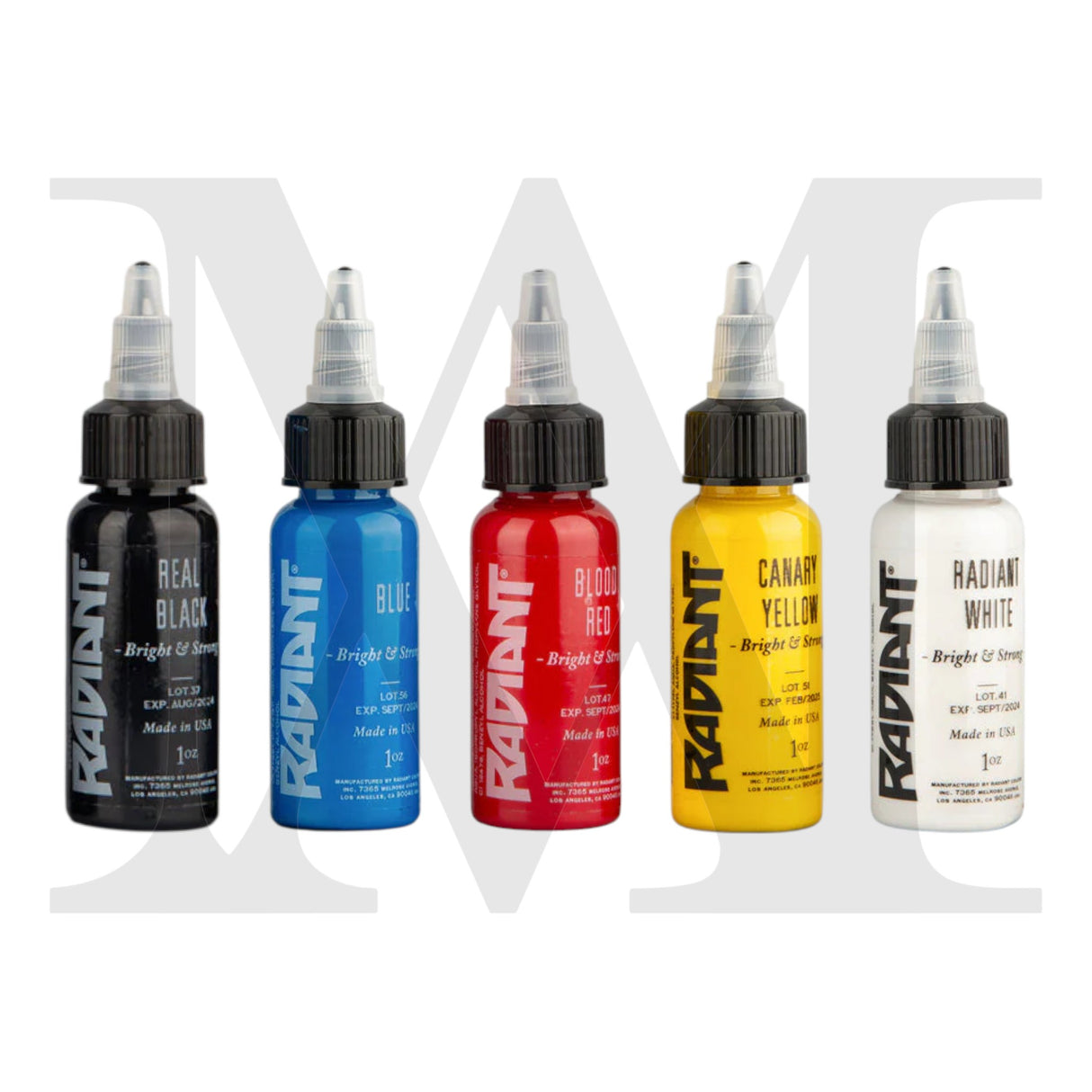 RADIANT Tattoo Ink - 5 Primary Colors set