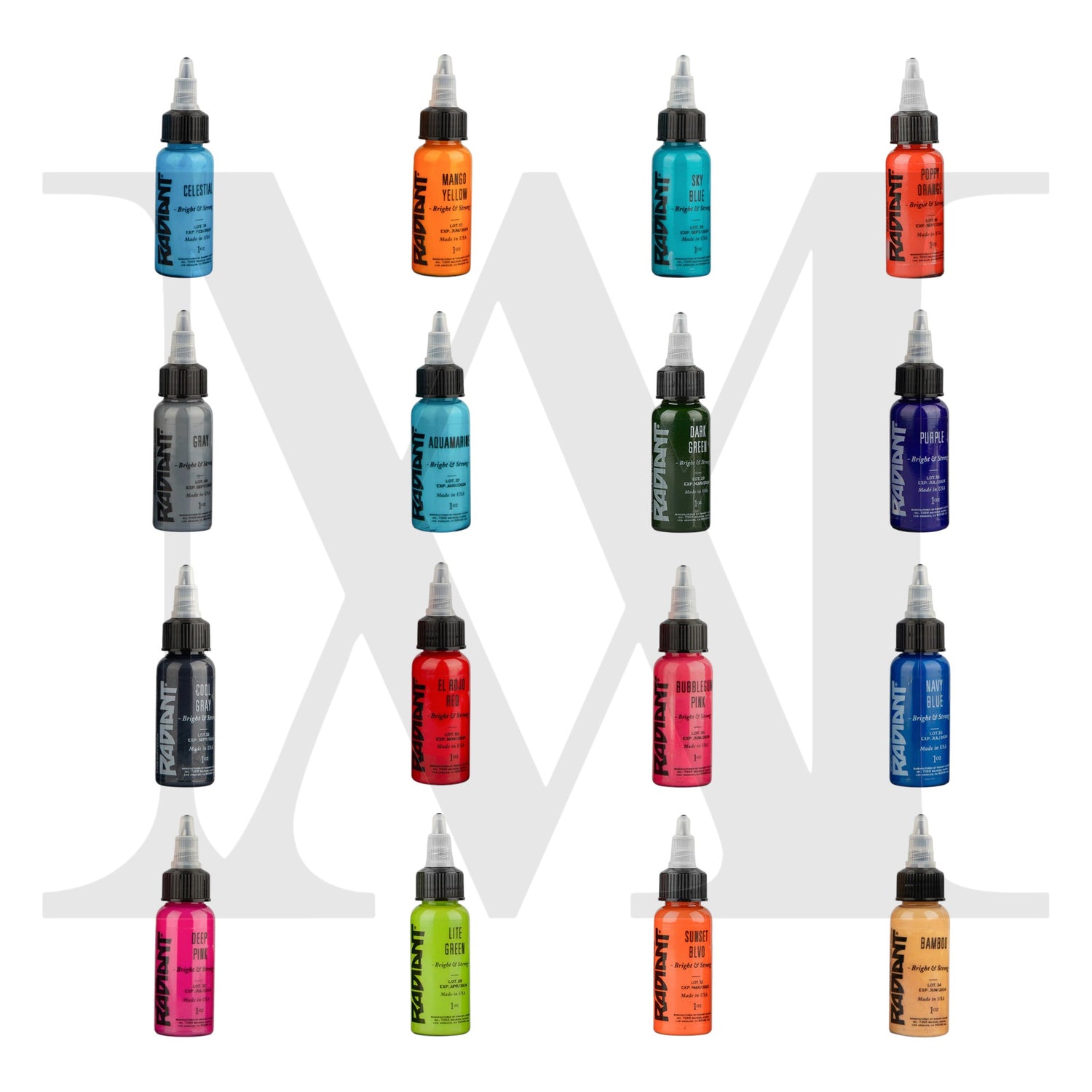 RADIANT Tattoo Ink - 65 colors set